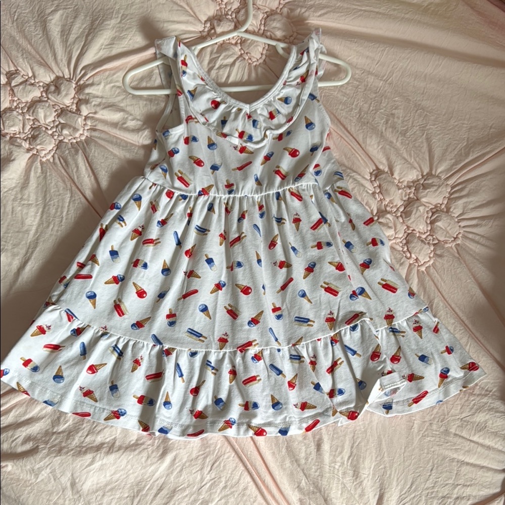 White Dress with Red and Blue Pattern (ice cream) JANIE AND JACK 3T